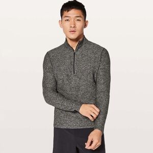 Lululemon Surge Warm 1/2 Zip In Heathered Black